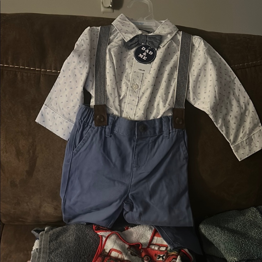 Kids Blue Suspender Outfit